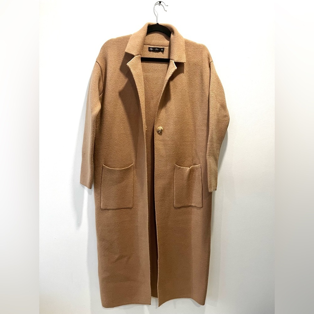 NEW Lyla + Luxe Judith Long Single Breasted Duster Sweater Blazer Coat Jacket XS - Picture 5 of 10